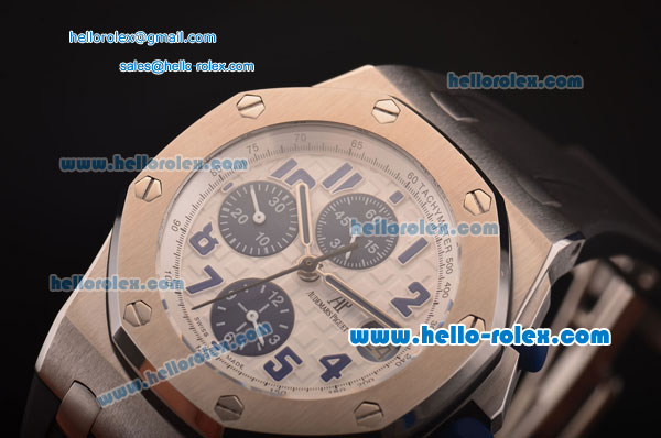 Audemars Piguet Royal Oak Offshore Navy Swiss Valjoux 7750-SHG Automatic Steel Case with White Dial and Black Rubber Strap - Click Image to Close